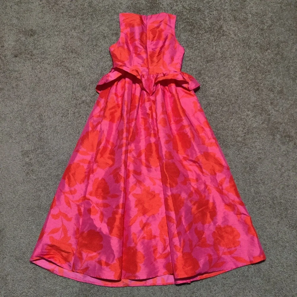Kate Spade X Target Floral Peplum Sleeveless Midi Dress Size 00 New Pink Orange - Picture 10 of 13